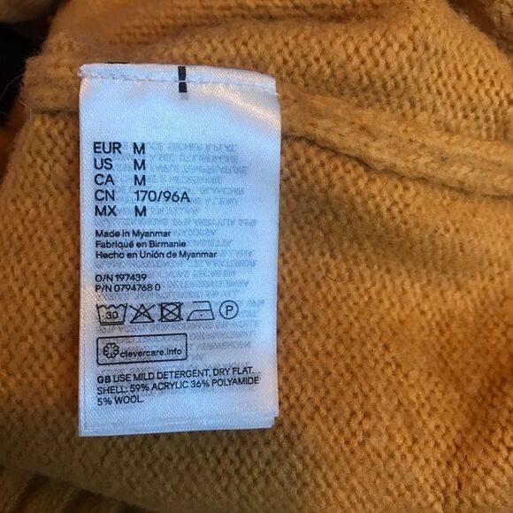 3/$15 H&M LOGG mustard yellow wool blend long sleeve sweater - Picture 4 of 4